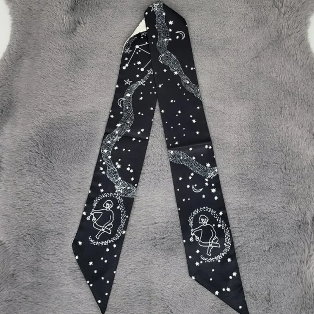 Libra Zodiac Sign Silk Twilly Scarf